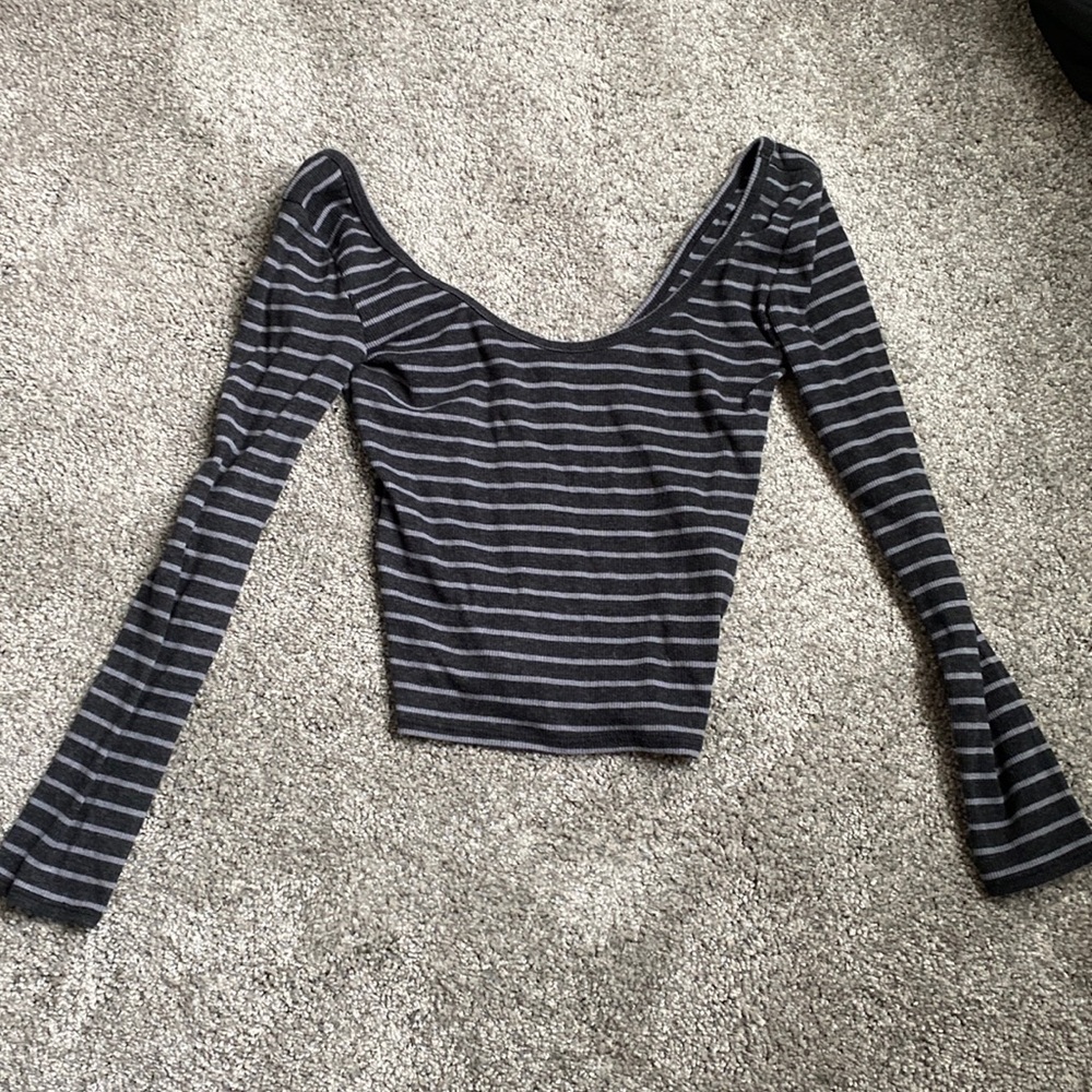Grey and black striped shirt